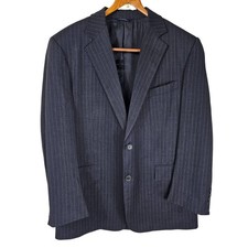 Vintage Brooks Brothers Pinstripe Wool Blazer Jacket 42R Gray USA Ivy League