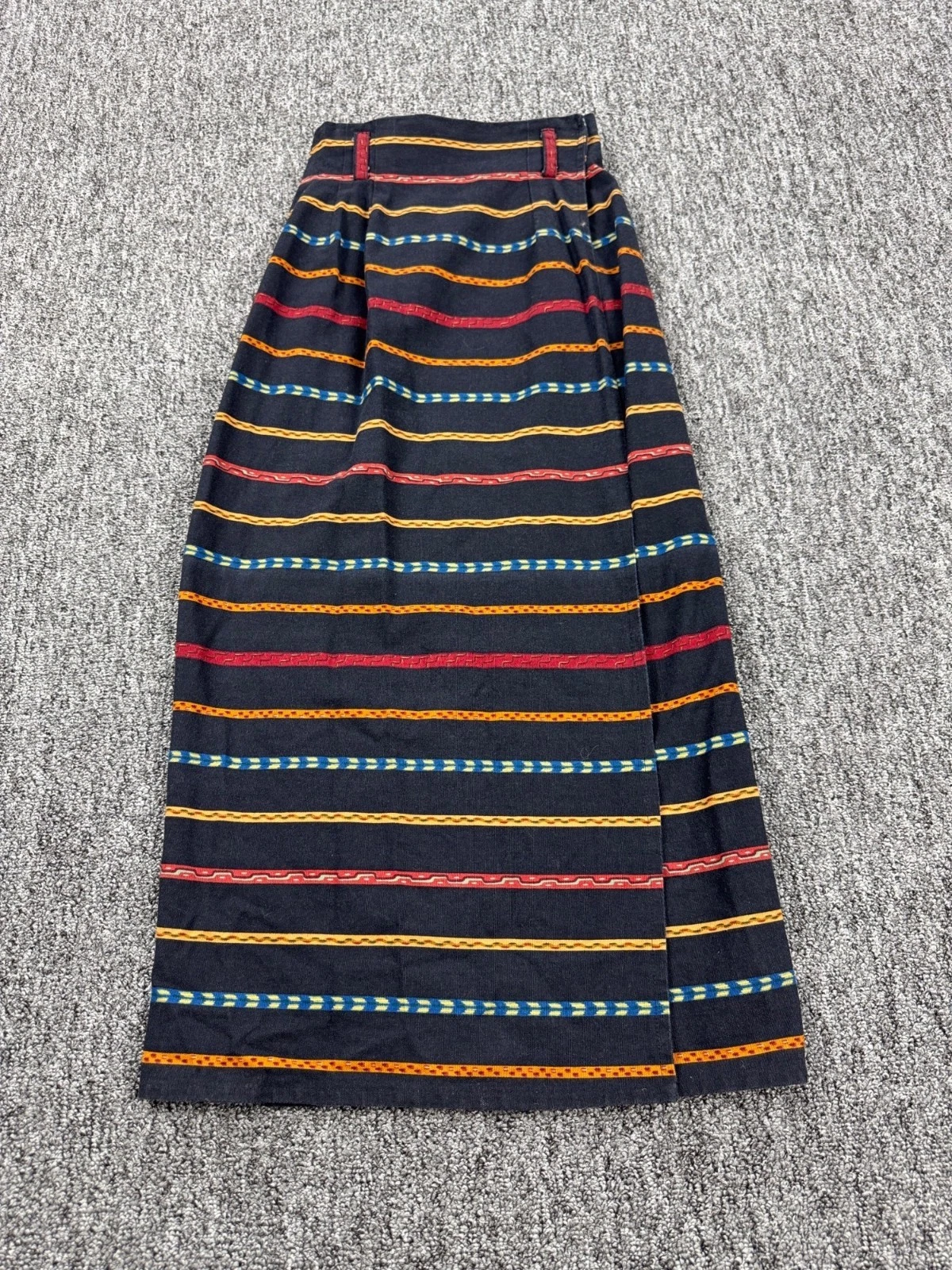 Vtg Serape Skirt Women Small Adjustable Boho Fair Isle Southwestern Wrap Maxi