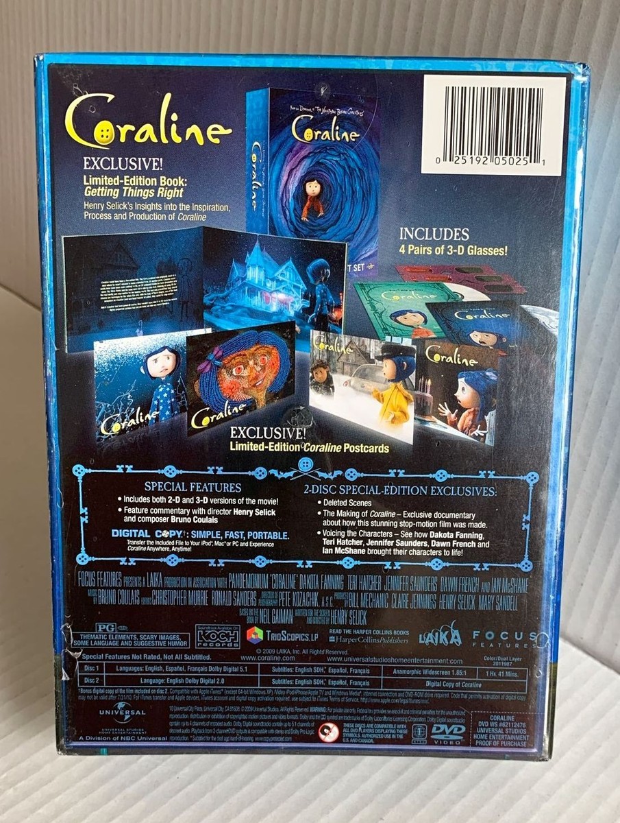 Coraline (DVD, 2009, 2-Disc Set, Gift Set Includes Digital Copy