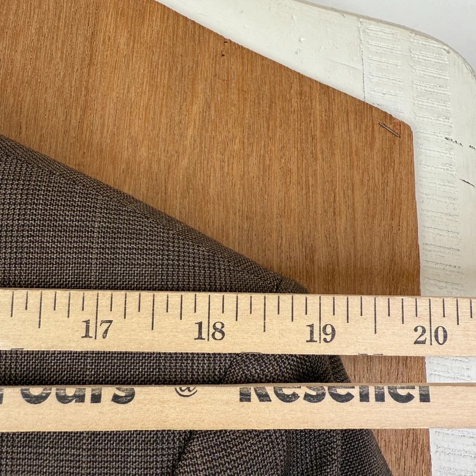 Jones New York Suit Mens 42L Brown Glen Check 2 Button 100% Wool Pants 34x30 - Image 4 of 4