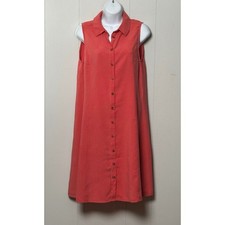 MNG Mango Women's Coral Sleeveless Button Down Shirt Dress Viscose Blend Size 4