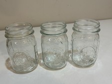 Vintage Ball Mason Canning Jars Sculptured Glass Fruit Design Pint -  Set of 3