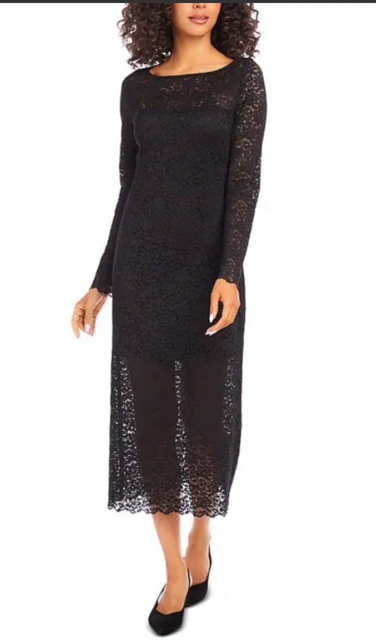 NWT Karen Kane Black Column Lace Midi Maxi Dress 4L15202W Size 1X - $188