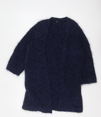 F&F Damen blau flauschig Langarm offen Cardigan Größe 12