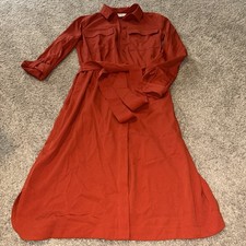 Nine West Long Sleeve Belted Knee Length Shirt Dress XS