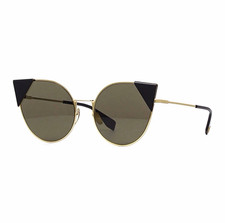 Fendi FF 0191 Cat Eye Metal Sunglasses Gold Frame Brown Tinted UV400