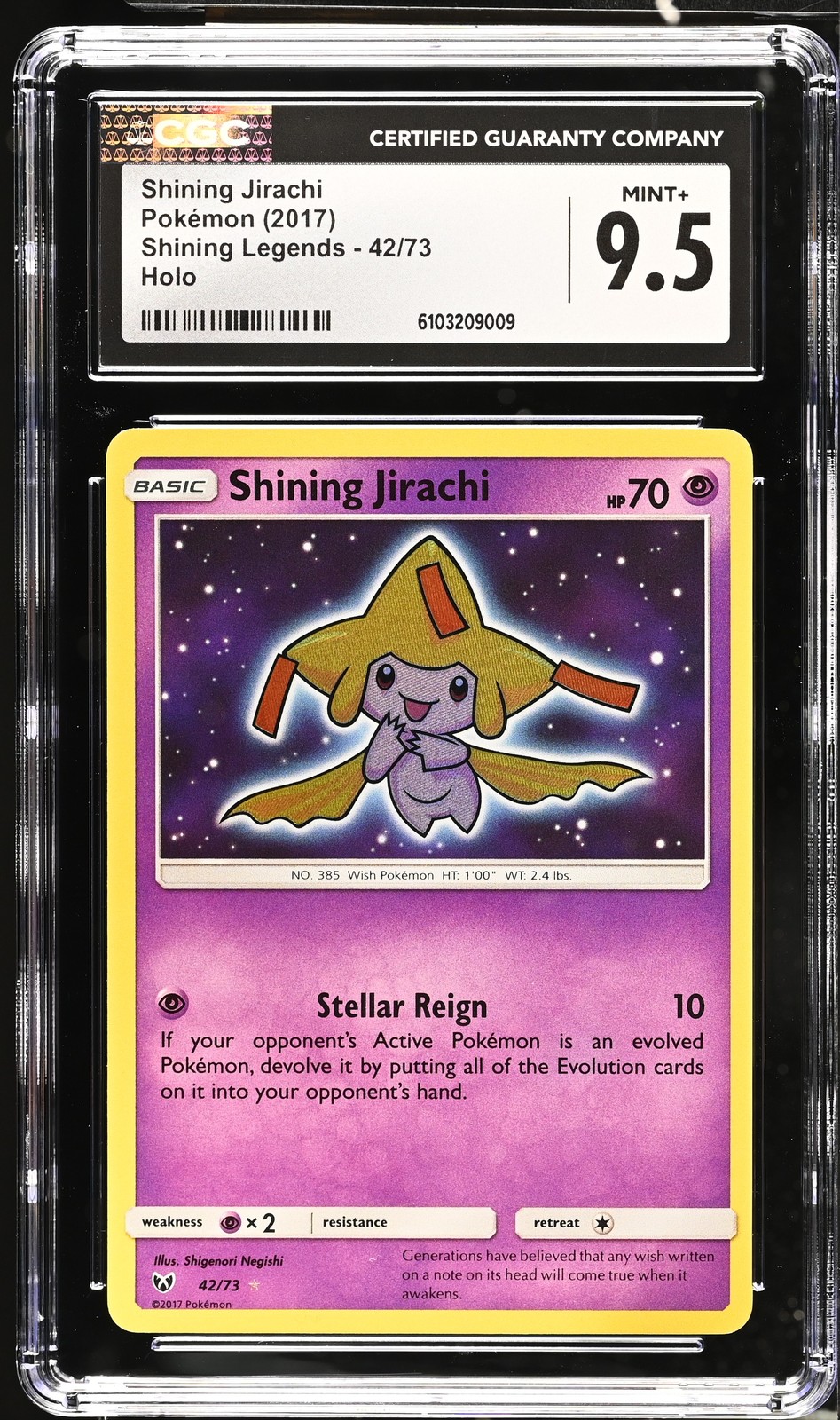 CGC 9.5 Shining Jirachi 42/73 Holo Shining Legends Pokémon Card
