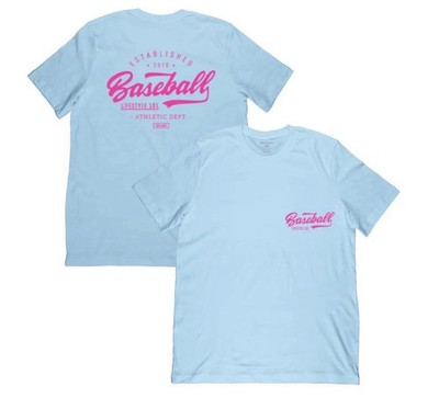 Baseball Lifestyle 101 Adult M Blue & Pink Cotton Candy Established S/S Tee NWT