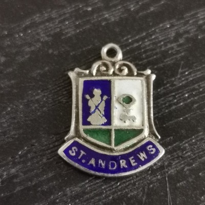 Schöner Vintage Sterlingsilber Reise Schild Charm St Andrews Souvenir Golf