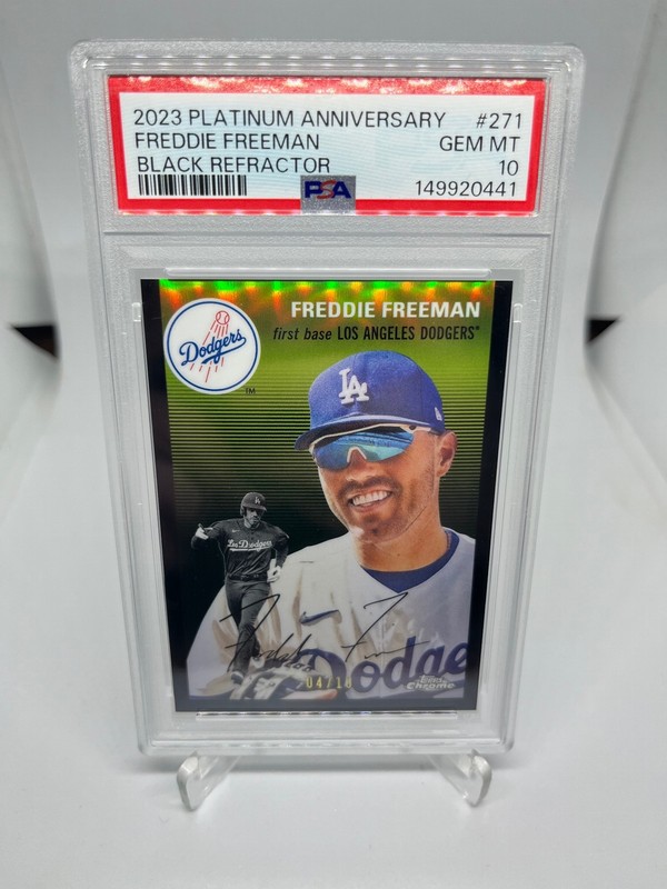 2023  Platinum Anniversary #271 Freddie Freeman Black Refractors #/10 PSA 10 Gem