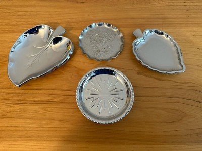Vintage Irvinware Set of 8 Round Stainless Steel Coasters Metal Plus More Dishes
