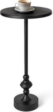 Mid Century Modern Accent Drink Table, 11.8" Round Black Side Table with Metal