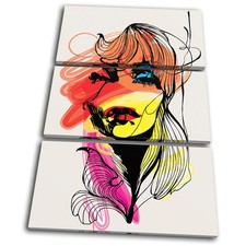 Fashion Abstract Girl Design TREBLE CANVAS WALL ART Picture Print VA