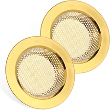 4.4 Inch Kitchen Sink Drain, 2 Pcs Gold Sink Strainer, Stainless Steel Sink Drai
