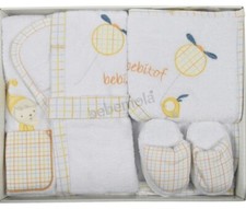 LUXURY رضع BATHROBE طقم OF 4 100% قطن SIZE 0+TO 12M+ WITH BOX 