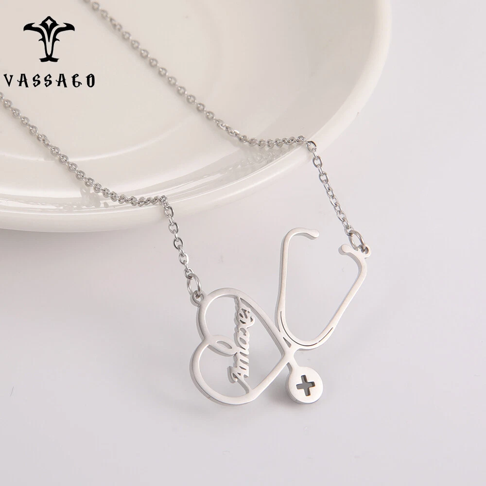Stethoscope personalized necklace sale