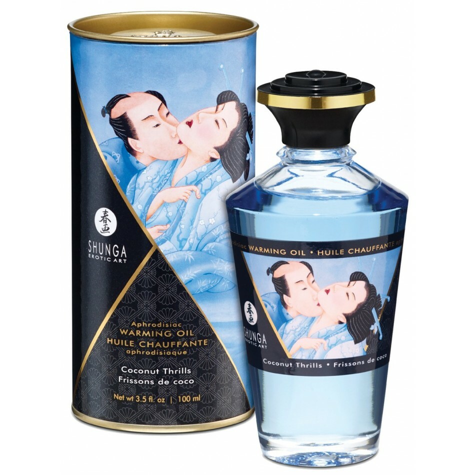 Gel de massage Shunga premium, huile chauffante sensorielle Frisson de Coco de 100 ml.