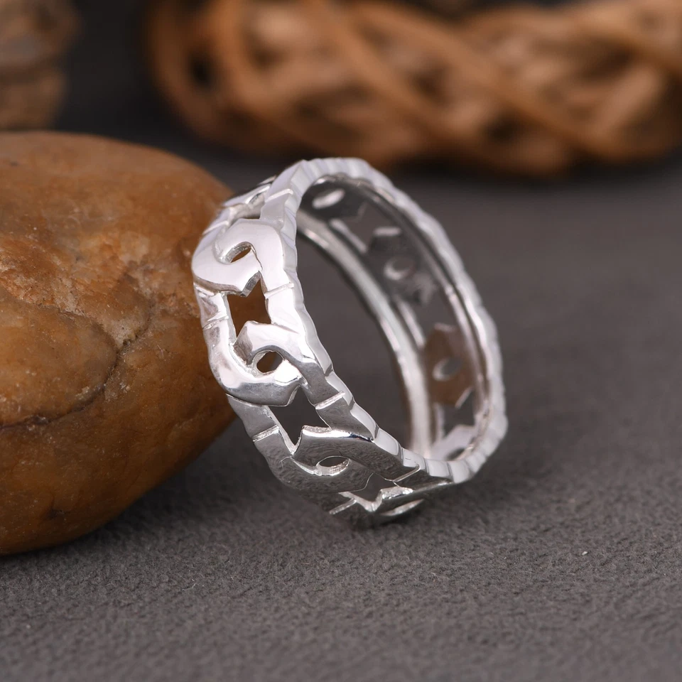 925 Sterling Silver Cuban Chain Band Ring Stackable Ring For Women's Jewelry - Image 2 of 4