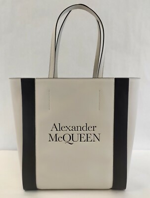 $1150 Alexander McQueen Ivory Leather Signature Logo Shopper