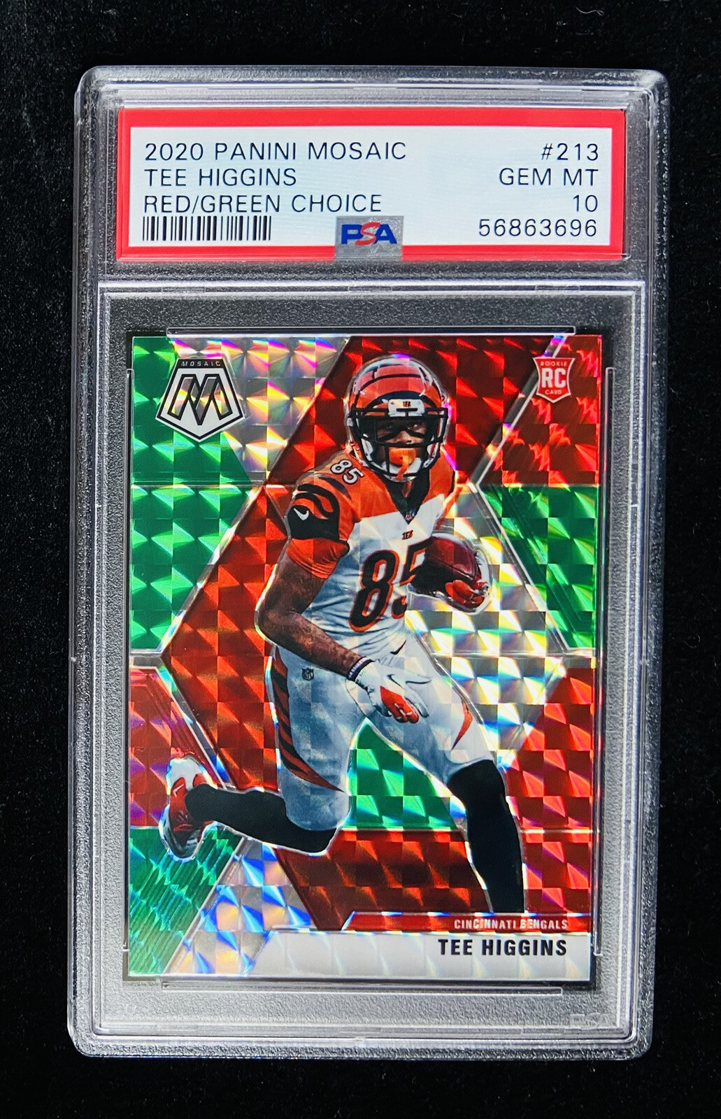 2020 Panini Mosaic Tee Higgins Red/Green Choice Rookie Card #213 PSA 10