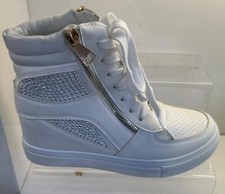 Women Ladies Sneakers High Top Wedge Lace up heel Trainers Pumps platform Shoes