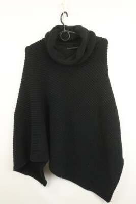 Anna Field Black Aceylic High Neck 3/4 Sleeve Tight Knit Pullover Cape