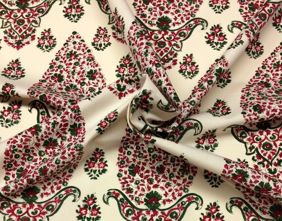 HILL BROWN CLARENCE HOUSE TOPO RED GREEN DAMASK EXCLUSIVE FABRIC BY YARD 54"W - Image 3 of 4