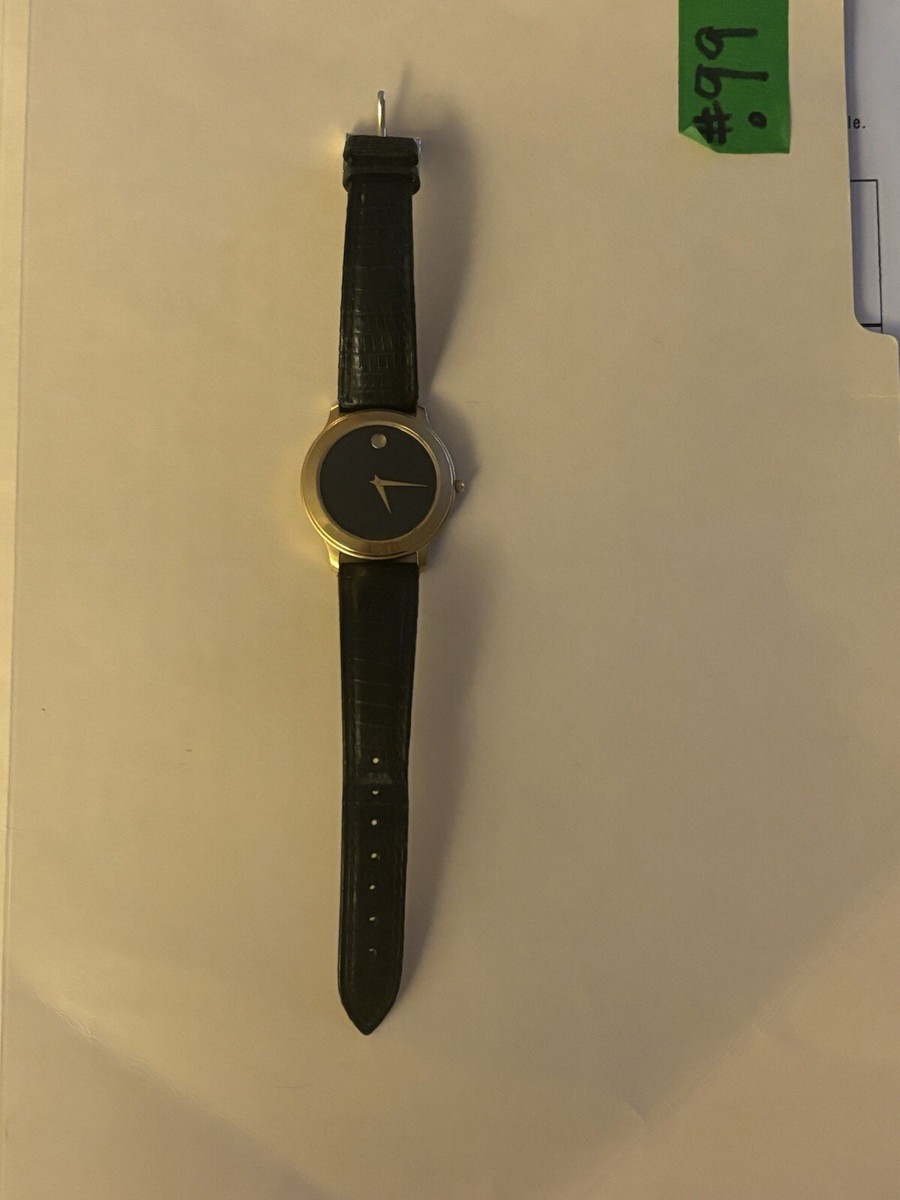 Vintage Movado Watch Gold Tone 87-D1-844 With Black Leather  display picture 3