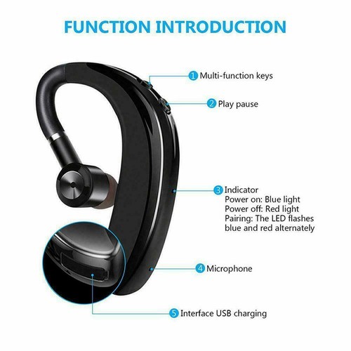 Bluetooth 5.0 Headset Wireless Earpiece Handsfree Earphone NEW K6U7 Earbuds Q8T7 - Zdjęcie 6 z 10
