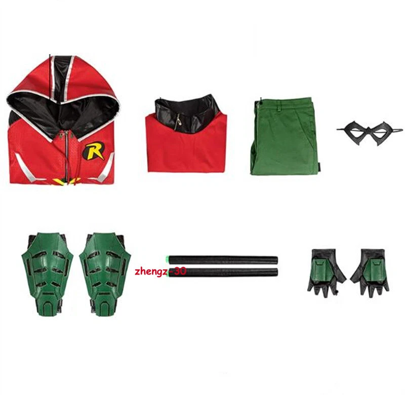 Batman: Gotham Knight Robin Cosplay Costume Full Set Accessories Halloween Suit - Image 4 of 4