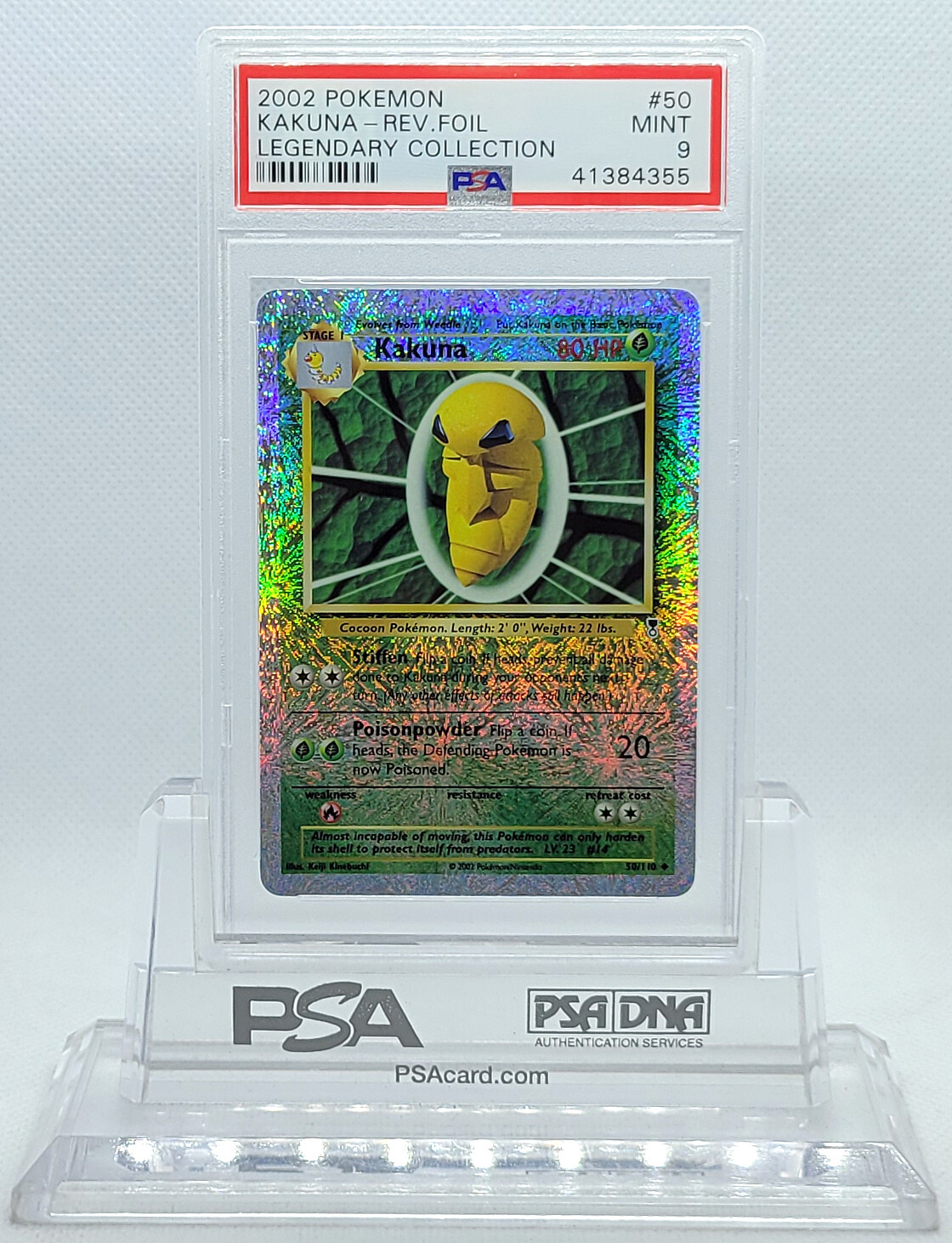 2002 POKEMON LEGENDARY COLLECTION KAKUNA #50 REVERSE HOLO PSA 9 MINT #41384355
