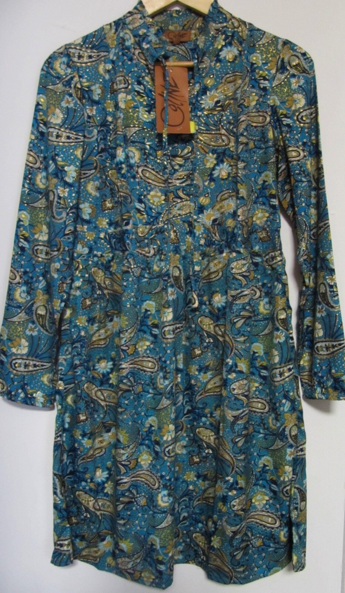 Robe Coline Bleu Marine En Lin Et Coton, Taille XL - Neuf Avec étiquettes, Fait Main En Inde - Style Maxi été