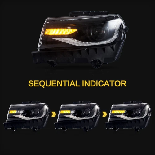 RGB LED Headlights For 2014-15 Chevrolet Camaro Sequential Dual Beam Front Lamps - Bild 6 von 12
