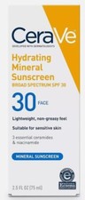Cerave  Hydrating Mineral Sunscreen  30 SPF Face 2.5 fl oz 02/2026 New In Box