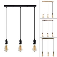Ceiling Pendant Lights Industrial E27 Holder 3 Way Hanging Light Suspension Set