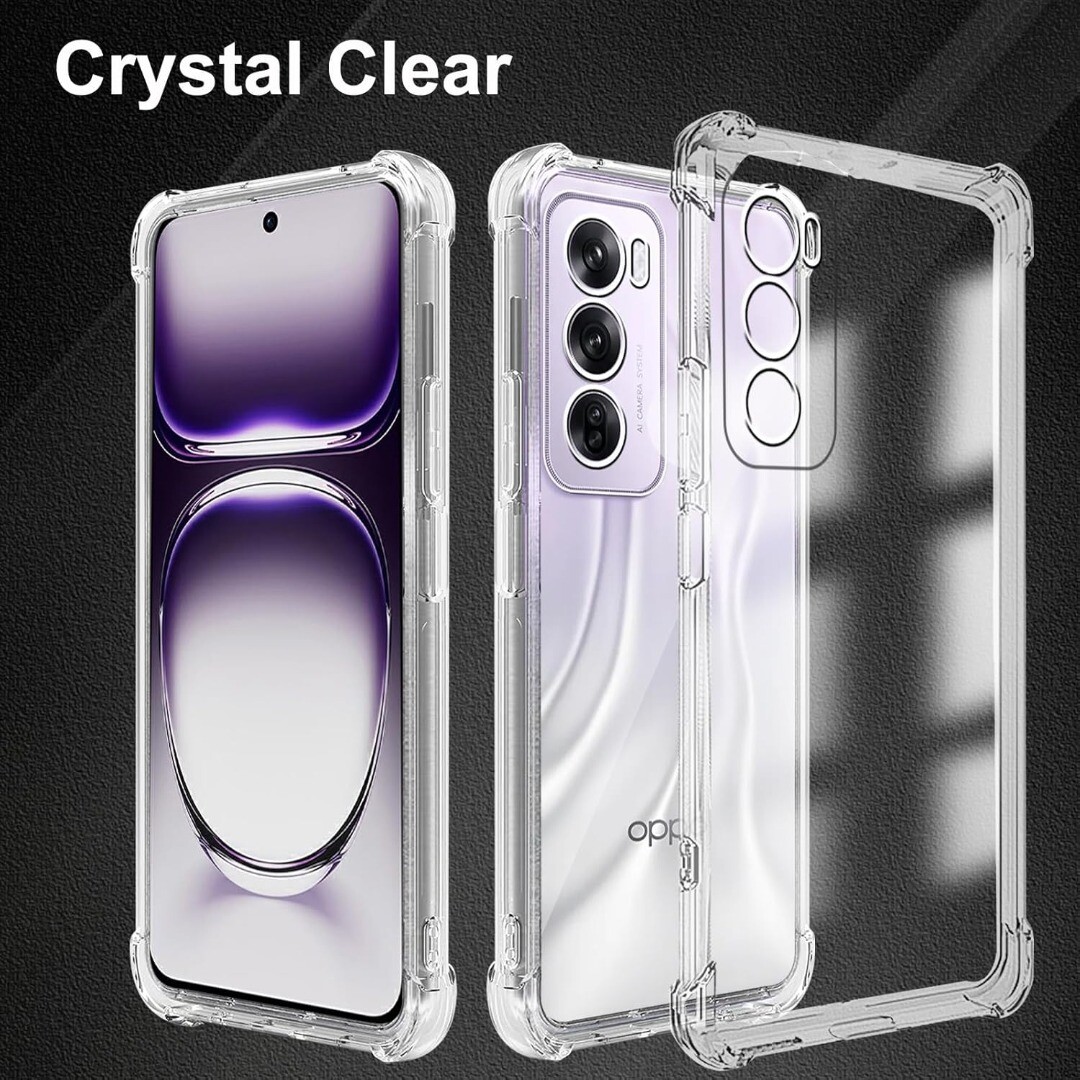 Cover per OPPO Reno 12 F/Reno 12 FS 5G e Vetro Temperato Custodia con Cordino Silicone Trasparente Morbida Cover Cellulare Girocollo Collana Necklace Protettiva Bumper Antiurto TPU Case, Nero