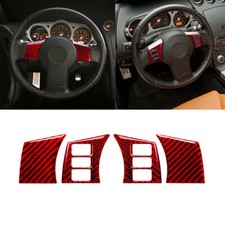 Cubierta de botón de volante de fibra de carbono roja 4 piezas para Nissan 350Z 2006-09