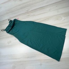Fiemoaves Womens Dress XS Green Satin Slip Cowl Neck Side Split Maxi Strappy New