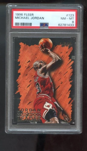 1996-97 Fleer #123 Michael Jordan PSA 8 Graded Card NBA 96-97 Hardwood Leader