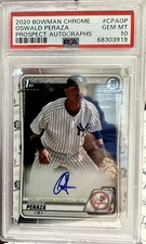 2020 OSWALD PERAZA AUTO 1st Bowman Chrome Prospects Auto RC PSA 10 GEM MINT🔥💎