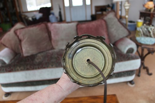 Marble & Brass Ornate Antique Table Parlor Lamp - Picture 7 of 11