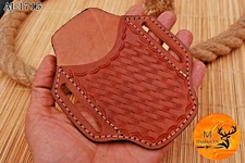 HANDMADE ENGRAVED GENUINE LEATHER SHEATH FOR FOLDING BLADE KNIFE EDC 1715