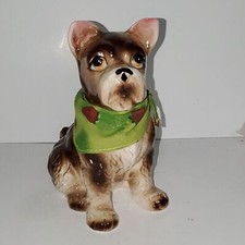 A Ceramic Dog Vintage Figurine Made In Japan Mid Century Terrier With Bandana