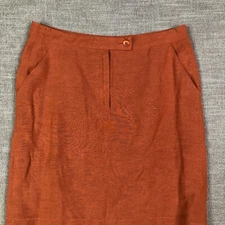 The Works Saks Fifth Avenue Skirt Womens 10 29 Brown Silk Linen Blend Pencil