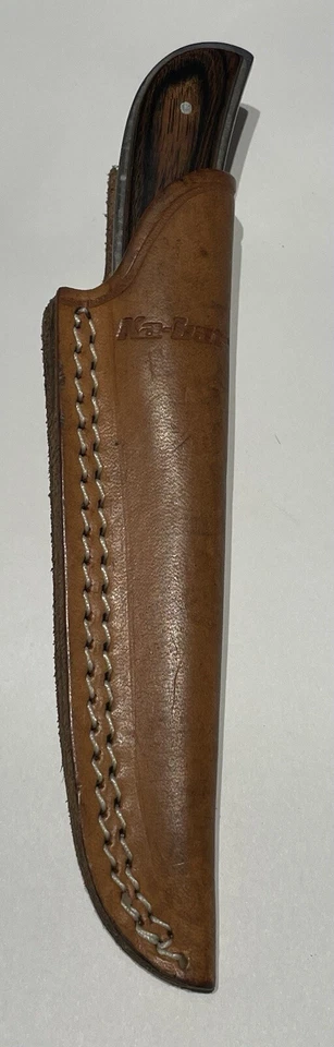 Винтажный нож Kabar 1230 с деревянной ручкой с фиксированным лезвием и кожаными ножнами - Изображение 4 из 4