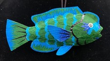 Ornament Tropical Fish Hand Painted Paper Blu...