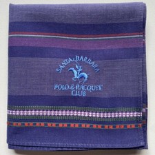 VINTAGE HANDKERCHIEF MEN'S STRIPED LINE POLO CLUB COTTON POCKET SQUARE 17" B0120