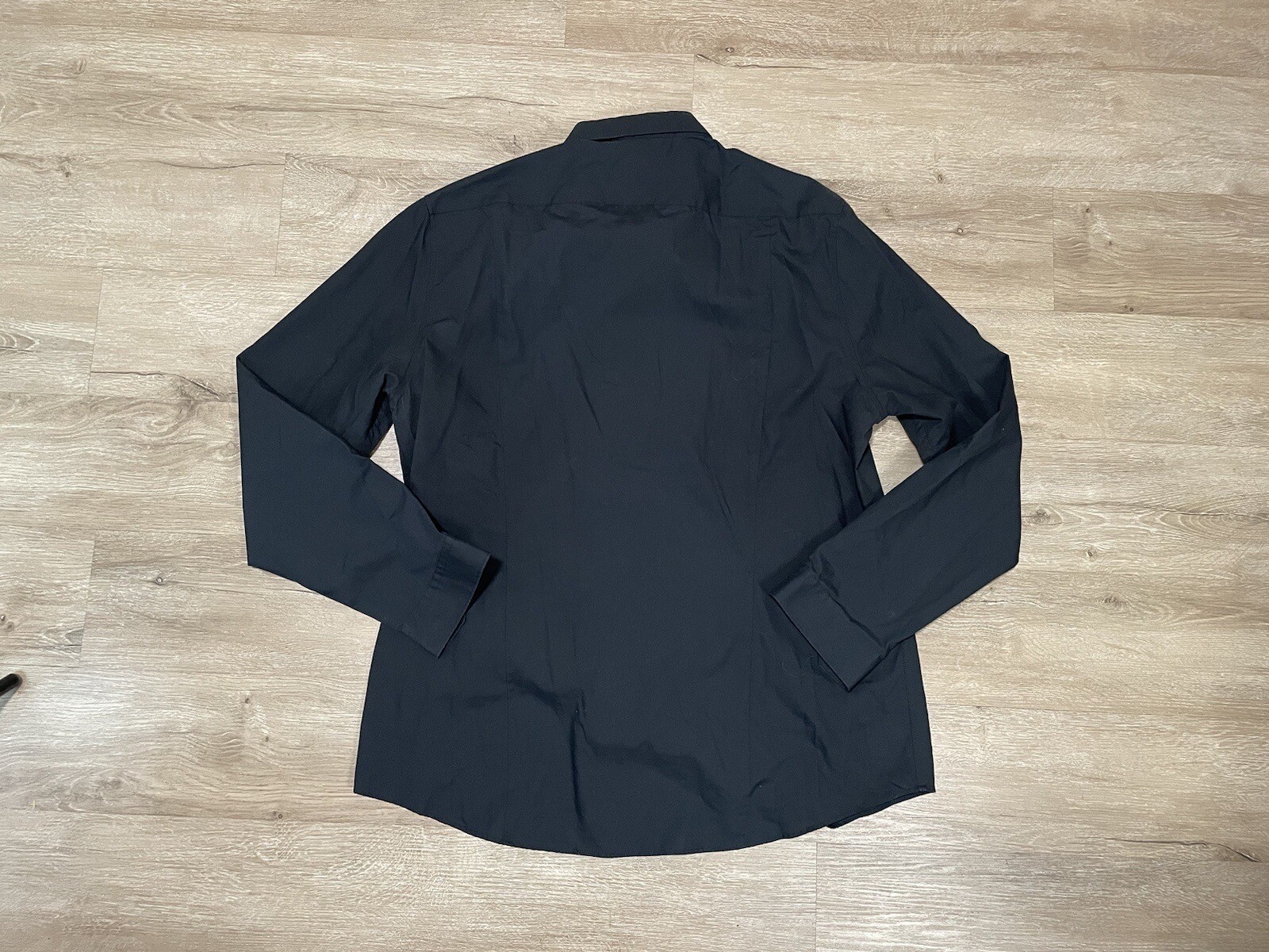 Men’s H&M Button Down Shirt Adult Sz 2XL Black Easy Iron Solid Long