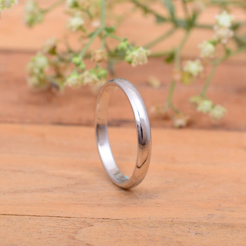 Fascia minimalista mezzo tondo 2 mm argento sterling 925 fascia fatta a mano per uomo e donna - Foto 2 di 4