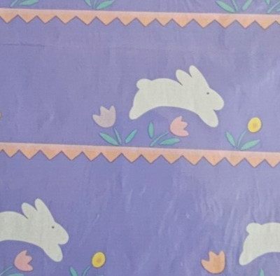 Vtg Ambassador Gift Wrap Purple Rabbits Spring Tulips Easter 2 Sheets 2.5' x 20''